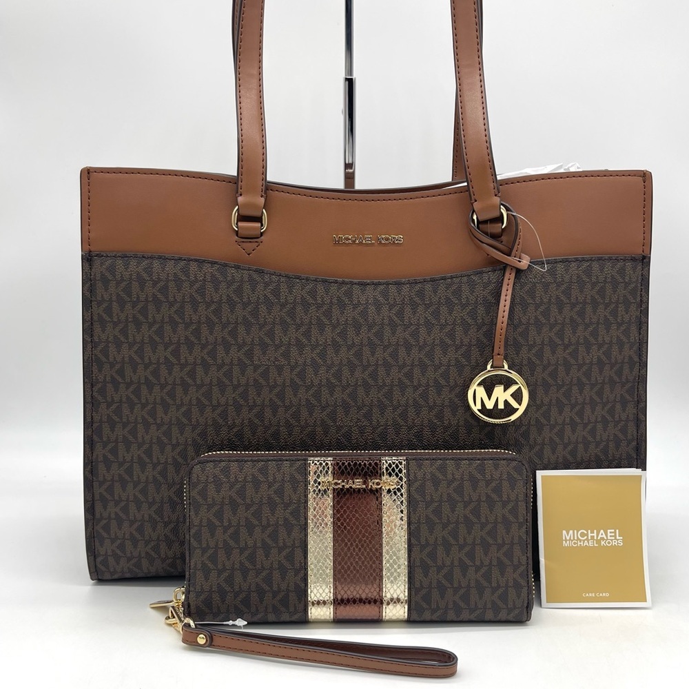 Michael Kors Large MF Pocket Shoulder Toe Bag & Continental Wallet Wristlet - Picture 2 of 13
